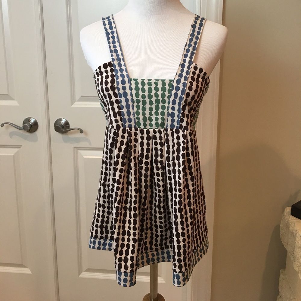 BCBG Max Azria polka dot Tank Top Brown Blue